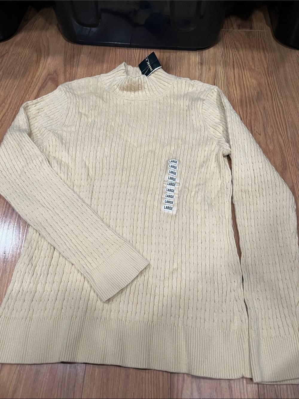 JEANNE PIERRE Cream Cable Knit Turtleneck Sweater